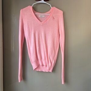Vintage Abercrombie & Fitch Y2K Light Pink V-Neck Sweater S